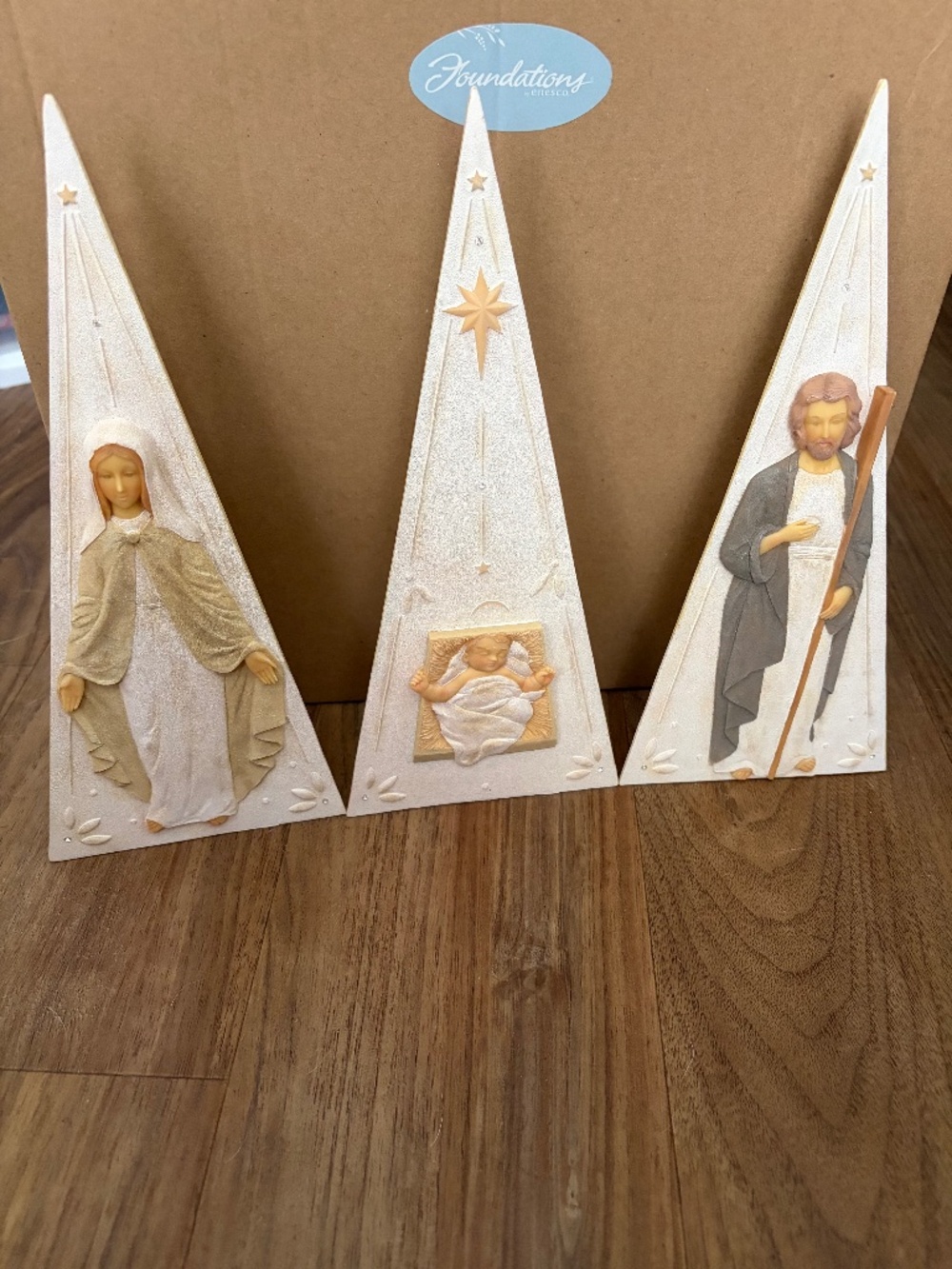 3 Piece Holy Family Nativity Pyramid Figure Set 9.5” Enesco